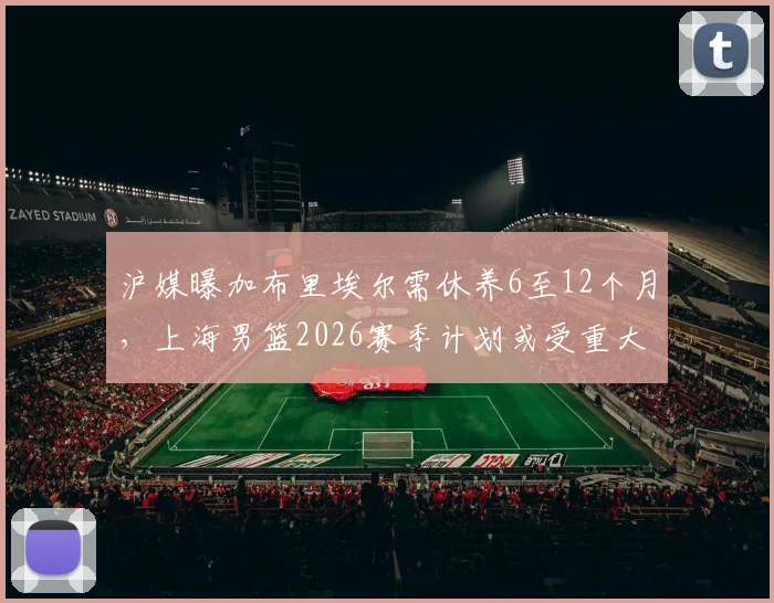 沪媒曝加布里埃尔需休养6至12个月，上海男篮2026赛季计划或受重大影响